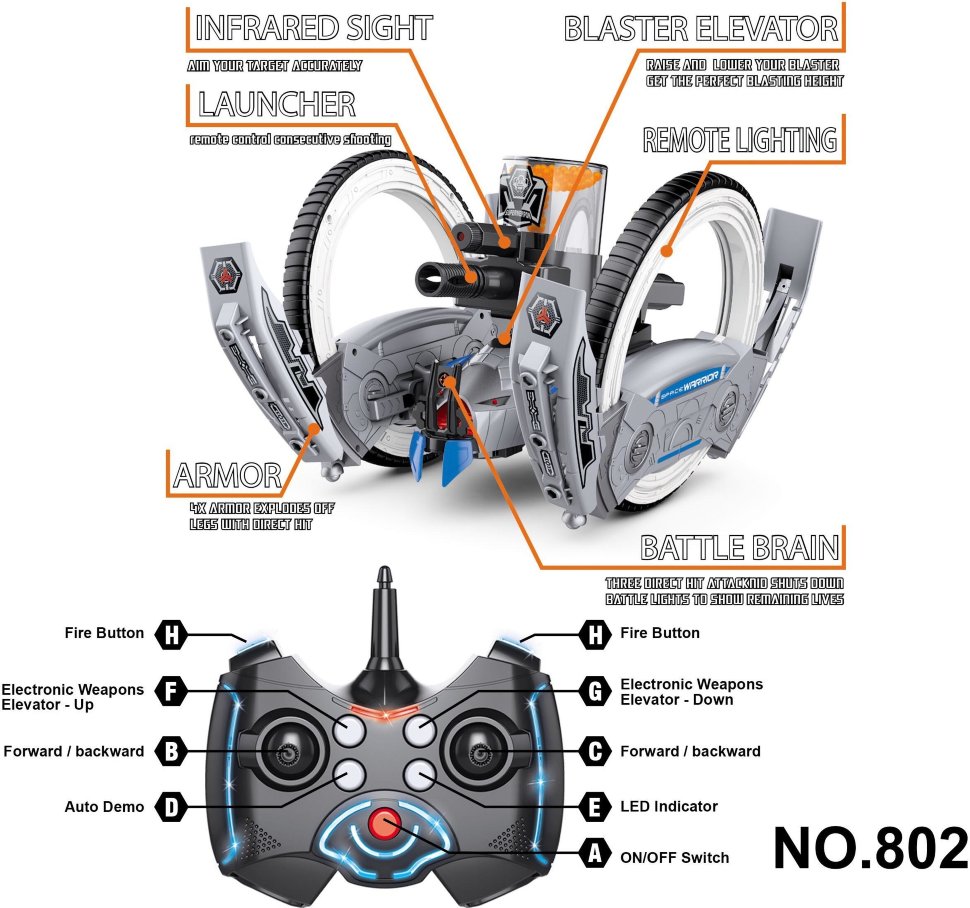 Радиоуправляемая боевая машина Keye Toys Space Warrior (лазер, пульки) 2.4G - KT802