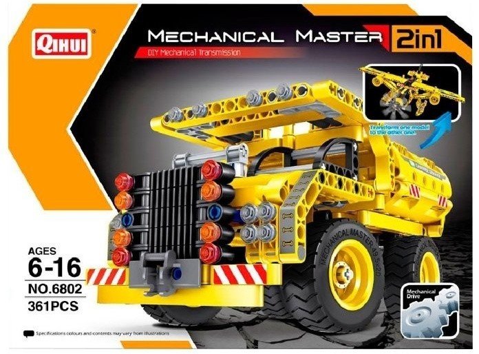 Конструктор 2 в 1 (самосвал и самолет) QiHui Technics 361 деталь - QH6802