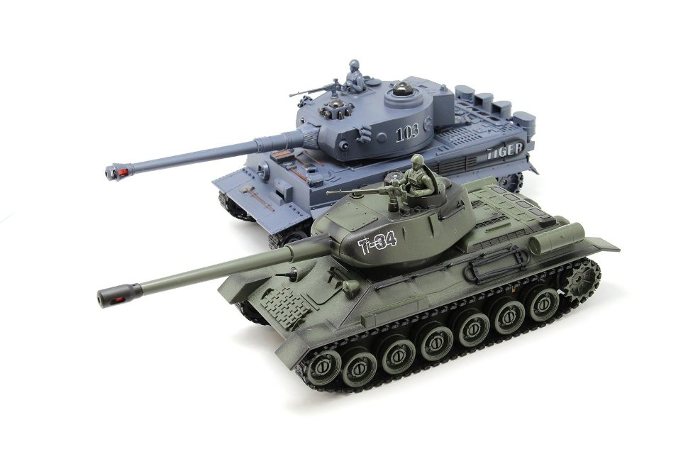 Радиоуправляемый танковый бой Русский Т34 и Немецкий Tiger Zegan масштаб 1:28 27Mhz 40Mhz - 99824